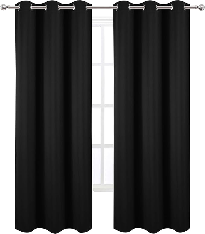 LEMOMO Black Thermal Blackout Curtains/42 x 84 Inch/Set of 2 Panels Room - Image 2