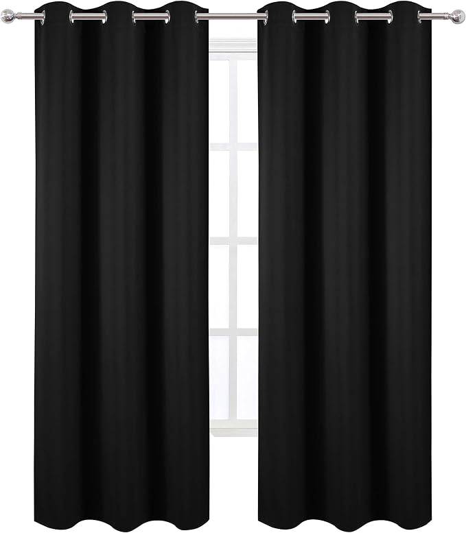 LEMOMO Black Thermal Blackout Curtains/42 x 95 Inch/Set of 2 Panels Room - Image 2