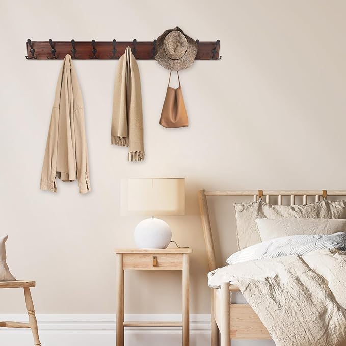 Kuhome 38.6'' Large Coat Rack Wall Mount Coat Hooks Coat Hanger - Image 6