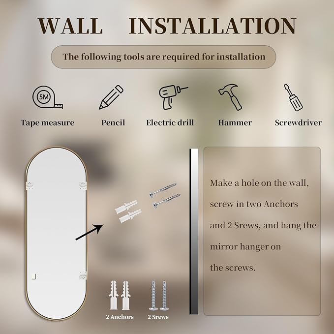 Oval Full Length Mirror, Ultra-Clear Explosion-Proof Dressing Mirror, Simple - Image 9