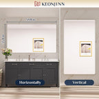 Keonjinn Brushed Nickel Mirror 60 x 36 Inch Large Silver Bathroom Mirror - Image 8