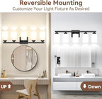 5-Light Bathroom Light Fixtures, Matte Black Light Fixture, Classic Wall Light - Image 2