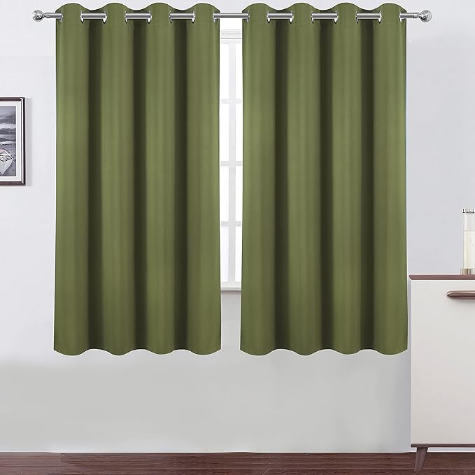 LEMOMO Olive Green Blackout Curtains 52 x 63 Inch Length/Set of 2 Curtain by Lemomo
