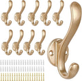 10 Pack Coat Hooks Wall Mount Heavy Duty Utility Retro Double Hooks by PEOIAOY