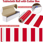 Kochorie 100 Ft x 54 Inch Red & White Striped Tablecloth Roll - Image 2