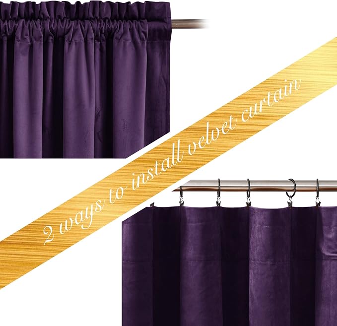 NICETOWN Purple Velvet Curtains 63 inches - Image 3
