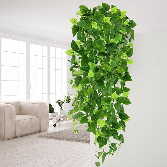 CEWOR 4pcs Artificial Hanging Plants 2.9ft Fake Ivy Vine Fake Ivy Leaves - Image 5
