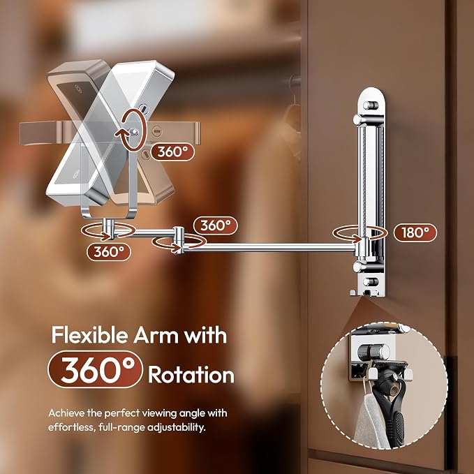 Height Adjustable Wall Mounted Lighted Makeup Mirror - Image 4