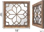 Set of 2 18 Inch Large Square Redbrown Window Pane Wall Mirrors, Shatterproof - Image 2