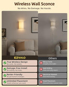 EZVALO Battery Operated Wall Sconce, Rechargeable Wall Sconces Set of Two - Image 3