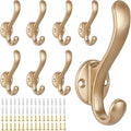 8 Pack Coat Hooks Wall Mount Heavy Duty Utility Retro Double Hooks by PEOIAOY