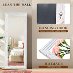 Full Length Mirror 58"x22" Solid Wood Frame Floor Large Mirror - Image 3