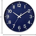HZDHCLH Navy Blue Wall Clocks Battery Operated, 12 inch Silent Non Ticking - Image 8
