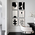 Framed Boho Black and White Abstract Wall Art, Minimalist Geometric Pictures - Image 3