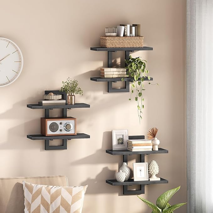 HOOBRO Floating Shelves, 15 Inch Wall Shelf Set of 3, Wall Mounted Storage by HOOBRO