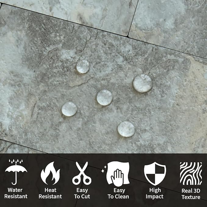 AULIGET 4-Piece Faux Stone Peel and Stick Backsplash Wall Tiles, Laundry Room - Image 3
