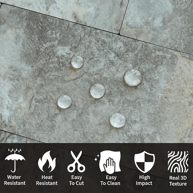 AULIGET 100-Piece Faux Stone Peel and Stick Backsplash Wall Tiles, Laundry Room - Image 3