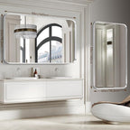 Brushed Nickel Bathroom Wall Mirror, Tempered Glass, Shatter Proof, Hangs - Image 3