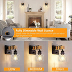 FadimiKoo Wall Sconces Set of Two, Bedside Wood Wall Lamps - Image 4