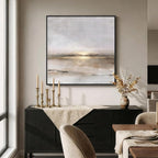 Framed Neutral Abstract Landscape Wall Art, Modern Gray Black Gold Canvas - Image 3