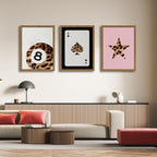 Pink and Black Leopard Wall Art, Lucky Girl 8 Ball Wall Decor Set of 3 Cheetah - Image 2