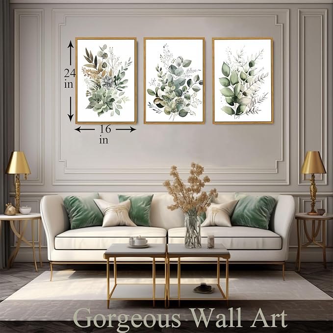 Bwodke Botanical Wall Art Plant Floral Watercolor Canvas Prints Set of 3 Framed - Image 2