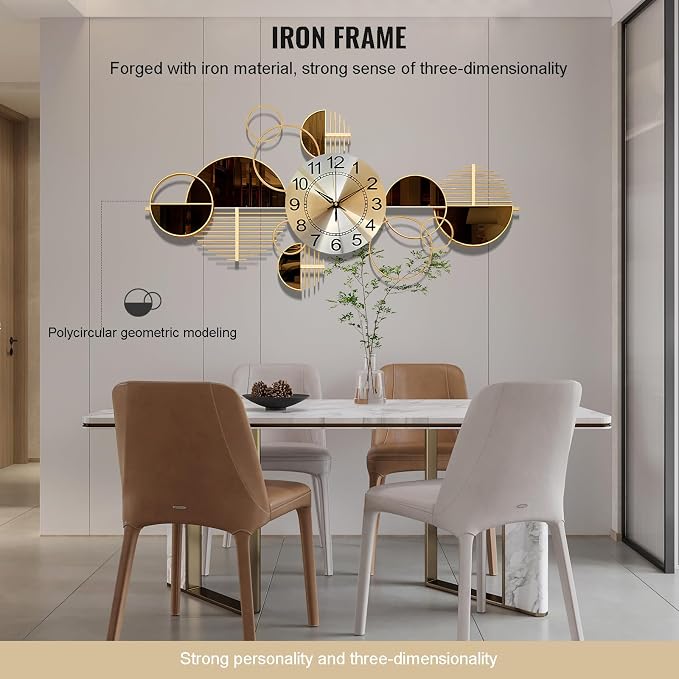 Metal Wall Clock Decorative 3D Metal Wall Art Clock - Image 3