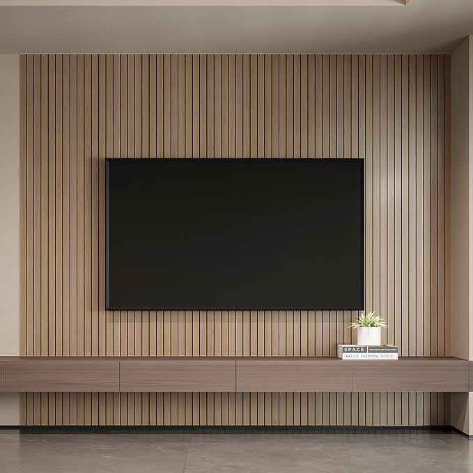 YLL YLL PVC Slat Wall Panel Peel and Stick 236"x 15.7" Faux Oak Grain Wood Slat - Image 4