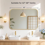 40x30 Inch Gold Bathroom Mirror, Brushed Gold Metal Framed Rectangular Mirror - Image 7