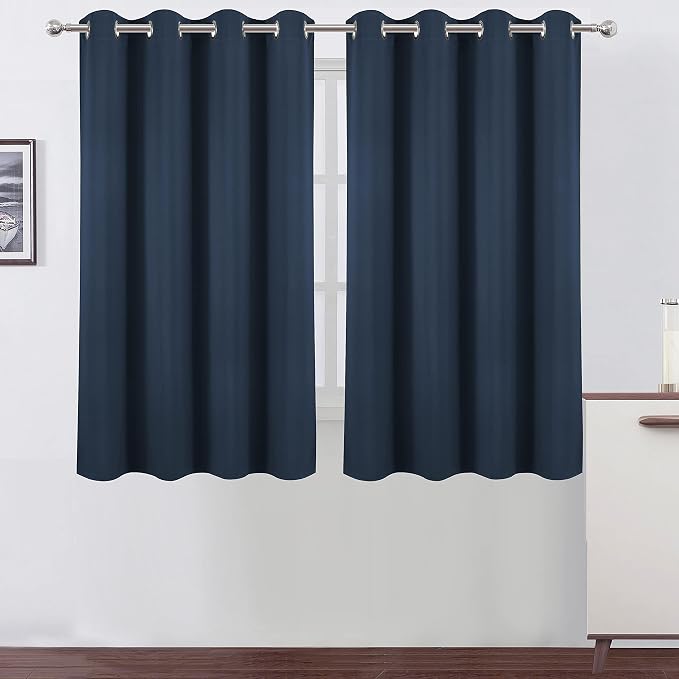 LEMOMO Navy Blue Thermal Blackout Curtains/52 x 54 Inch/Set of 2 Panels Room by Lemomo