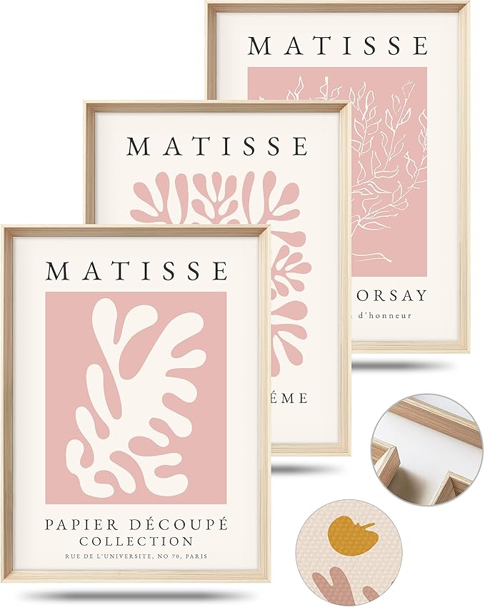 Framed Matisse Pink Canvas Wall Art, Abstract Matisse Canvas Wall Decor by HesenDot