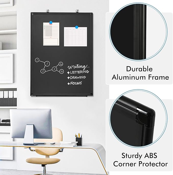 Magnetic Chalk Board, 24“x18” Black Chalkboard Double-Sided Dry Erase Board - Image 4