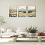 KISSFOX 3 Piece Framed Wall Art Floral Wall Decor Landscape Pictures Mountain - Image 3