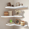 Floating Corner Shelves Set of 3, Solid Wood Picture Wall Shelf, Floating by Unknown