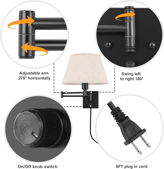 TRLIFE Wall Sconce Plug in, Remote Control Dimming 10-100% and Adjustable Color - Image 4