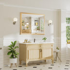 48x36 Inch Bathroom Mirror for Wall, Anti-Rust Oak Wood Grain Metal Framed - Image 3