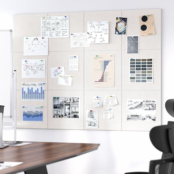 Neatsure Large Cork Board for Wall, 12 Panels Felt Tiles Tack Push Pin Board - Image 5