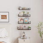 Amaoot Floating Shelves for Wall Set of 4, Different Sizes Mounted Wood - Image 3