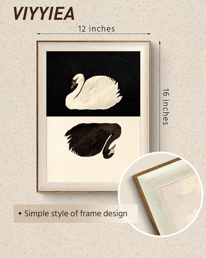 VIYYIEA Framed Wall Art for Living Room, Swan Canvas Prints, Vintage Home Decor - Image 2