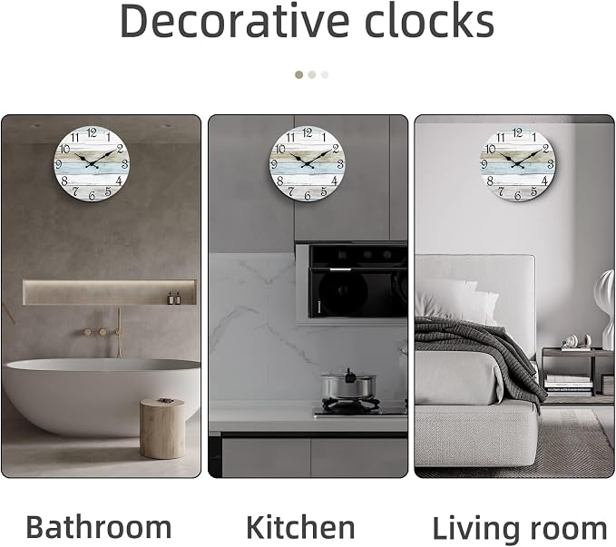 CHYLIN Wall Clock 14 Inch Bathroom Clock, Rustic Wall Clocks Battery Operated - Image 6