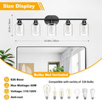 Unicozin 5 Light Bathroom Light Fixtures, 33.5 Inch Vanity Lights - Image 2