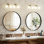VooBang 24 inch Round Bathroom Mirror, Balck Modern Circle Wall Mounted Mirror - Image 2
