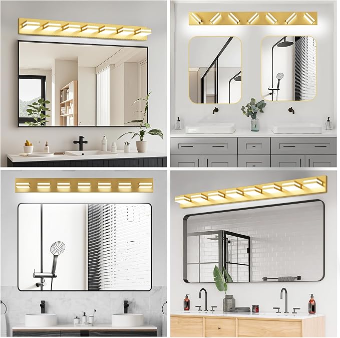 IZORRO LED Modern Bathroom Lights Fixtures, Brushed Glod Acrylic Wall Lighting - Image 8