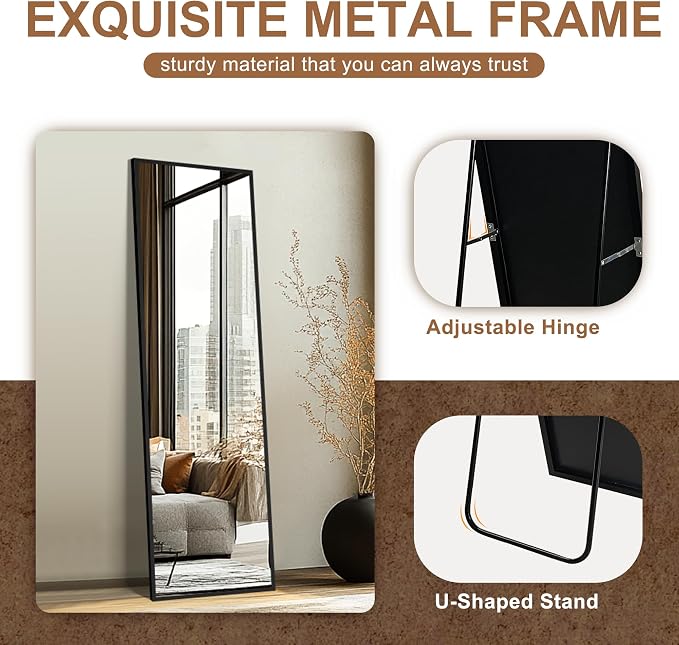 Delma Wall Full Length Mirror, Standing Mirror Full Body, Large Floor - Image 4