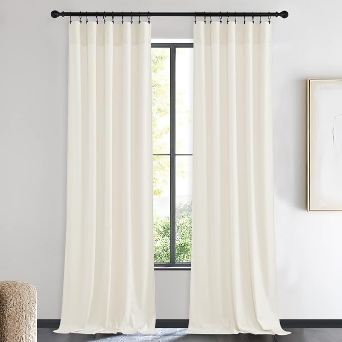NICETOWN Ivory White Velvet Curtains 90" Length 42" Wide, Luxury and Thick - Image 2