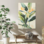 JolyWell Hand-paintd Botanical Canvas Wall Art Sage Green Leaf Tropical Plant by JolyWell