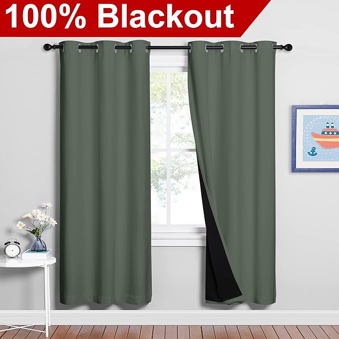 NICETOWN 100% Blackout Window Curtain Panels, Full Light Blocking Drapes - Image 2