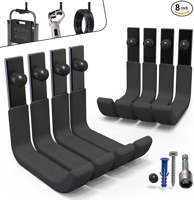 8 Pack Garage Storage Hooks, Ladder Hangers, Steel Wall Mount Hooks, Utility by SunVFaFa