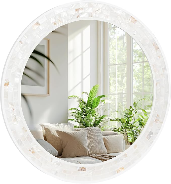 Tanmicoshomy Round Wall Mirror 24 Inch, Circle Mosaic Mirror - Image 6