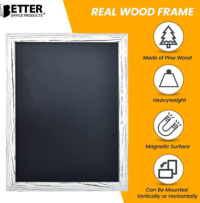 Better Office Products Magnetic Wall Chalkboard, Large Size 18" x 24", Rustic - Image 3